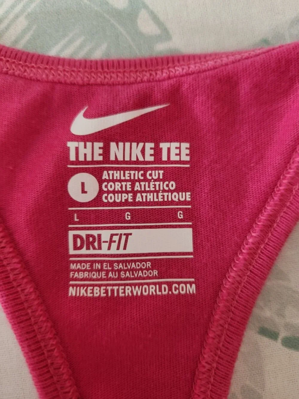 Pink & White Nike Dri Fit Tank - Size L